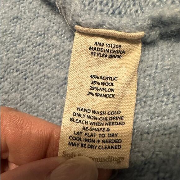 Soft Surroundings Wool Blend Long Cardigan Women's Size L/XL L XL Blue Pockets - Picture 4 of 7